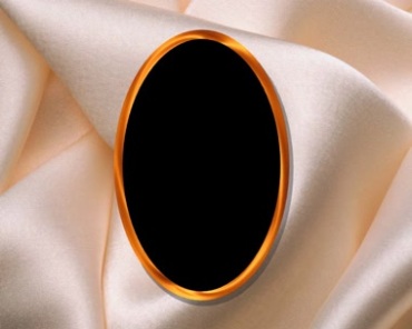 金色边框椭圆镜面镜子黑屏抠像透明通道特效视频素材