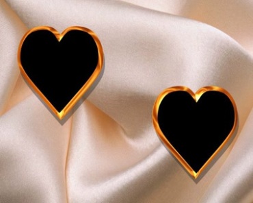 金色边框桃心爱心形状婚礼婚庆黑屏抠像特效视频素材