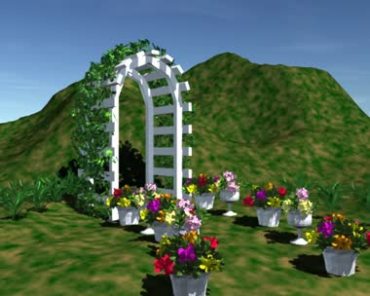 户外婚礼花门鲜花动态背景视频素材