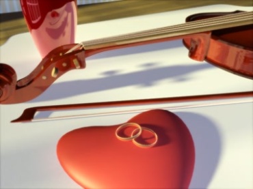 小提琴桃心戒指婚礼元素背景视频素材