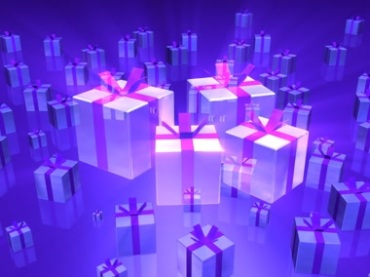 礼物礼盒礼品包装盒圣诞元素蓝色背景视频素材