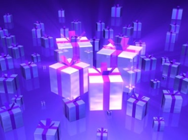 礼物礼盒礼品包装盒圣诞元素蓝色背景视频素材