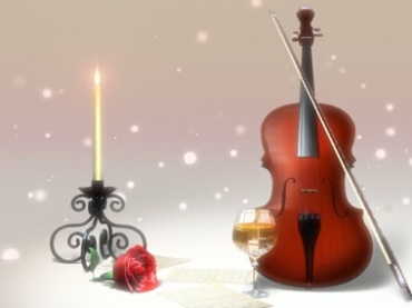 大提琴烛台白蜡烛玫瑰花闪光粒子视频素材