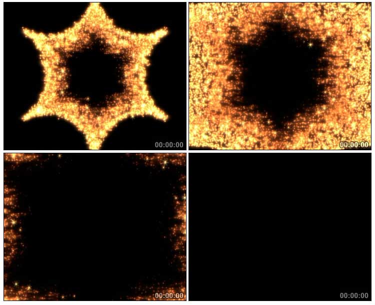 金色粒子多边规则图形放大黑屏抠像特效视频素材