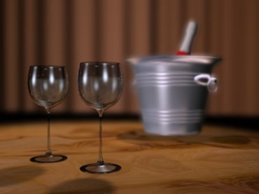 一对酒杯摆放在桌子上视频素材