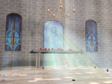教堂墙壁窗花阳光照射动态视频素材