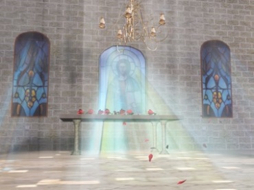教堂墙壁窗花阳光照射动态视频素材