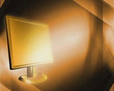 电脑显示器金色光效旋转视频素材