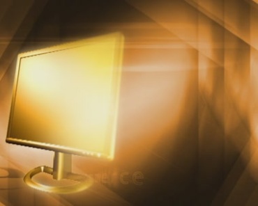 电脑显示器金色光效旋转视频素材