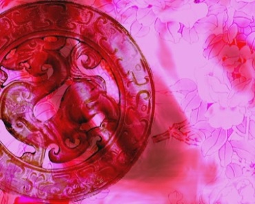 红色牡丹花炫光背景龙虎图腾视频素材