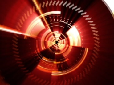 红色炫光金属齿轮大门隧道转动背景视频素材