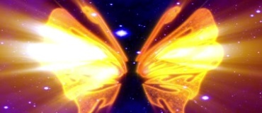金色蝴蝶翅膀扇动星空粒子Led背景视频素材