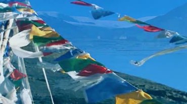 卓玛歌曲西藏高原雪山经幡寺庙风光视频素材