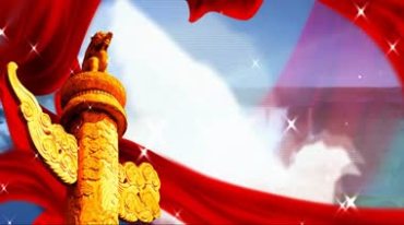 中国改革发展歌颂祖国华表金光鲜花背景视频素材