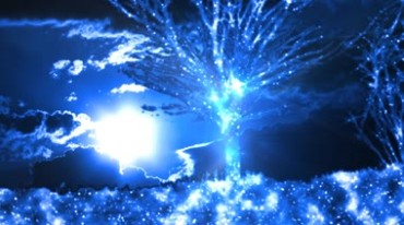 梦幻水晶粒子许愿树生长蓝色光效视频素材