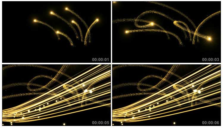 金色粒子光带线条光线穿梭黑屏抠像光效视频素材