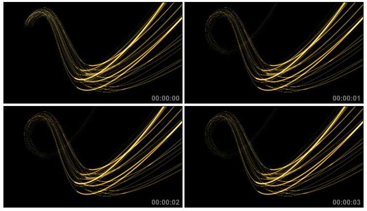 金色线条光线曲线穿梭黑屏抠像光效视频素材