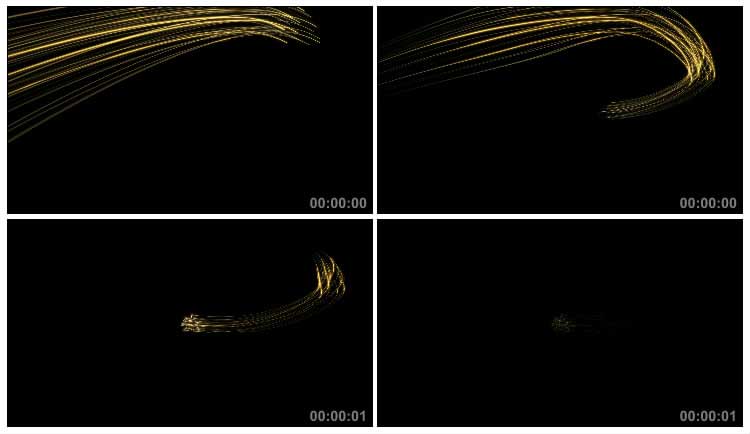 金色线条光线运动痕迹黑屏抠像特效视频素材