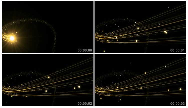 金色炫光粒子穿梭光带尾巴黑屏抠像特效视频素材