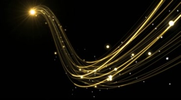 金色光球炫光穿梭光线尾巴粒子黑屏抠像光效视频素材