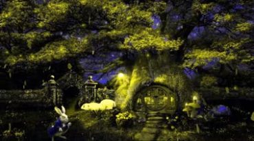 森林童话兔子房子树屋卡通背景视频素材