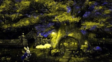 森林童话兔子房子树屋卡通背景视频素材