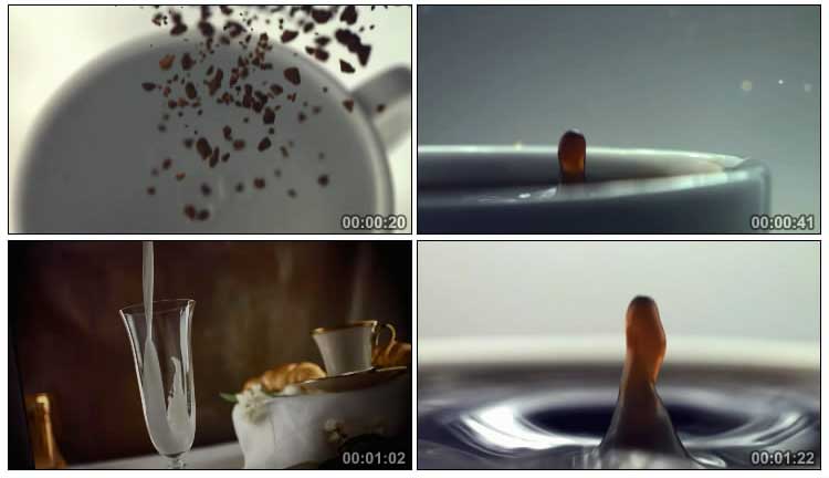 咖啡流动加冰飞溅唯美慢动作镜头实拍视频素材