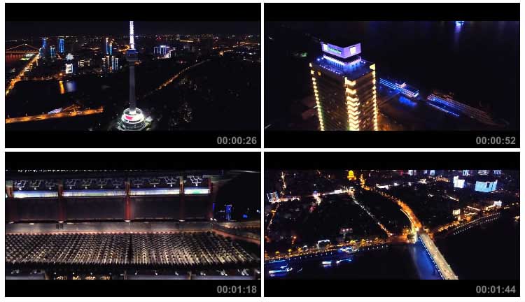 武汉夜景航拍城市灯光亮化形象宣传片视频素材