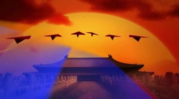 中国各地标志纸飞机歌颂祖国歌曲mv背景视频素材