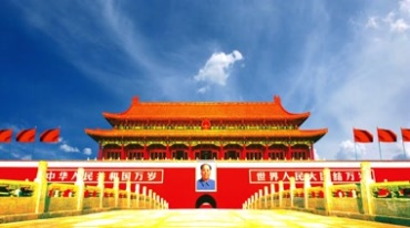 蓝天白云天安门红旗飘扬金水桥中国元素Led背景视频素材