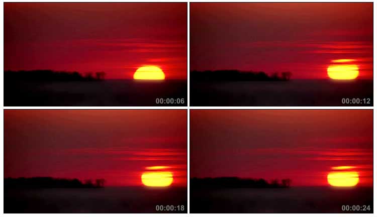 火红的太阳在清晨升起红日日出视频素材