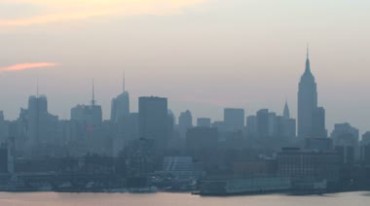 城市雾霾昏黄光线空气污染实拍视频素材