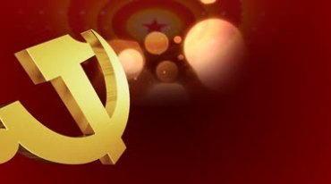 金色党徽红绸带人民大会堂天花板党建视频素材