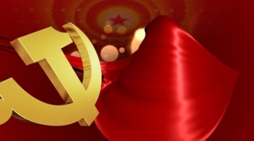 金色党徽红绸带人民大会堂天花板党建视频素材