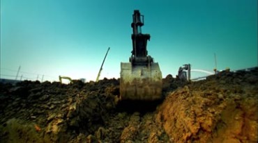 挖土机土方挖掘机挖土工程建筑工地视频素材