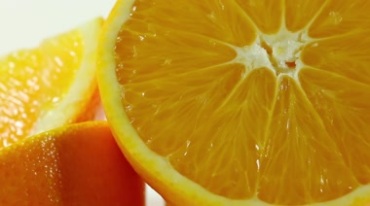 橙子鲜橙横截面剖面切开鲜嫩果肉实拍视频素材