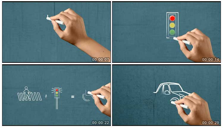 粉笔画加减运算交通安全警示创意宣传片视频素材