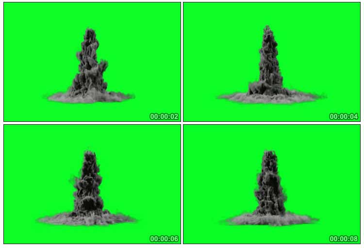魔幻烟雾魔法法术黑烟喷涌绿屏抠像特效视频素材