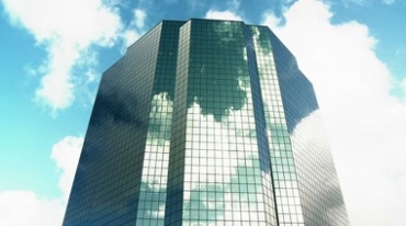 蓝天白云商业大楼高楼玻璃外立面反射视频素材