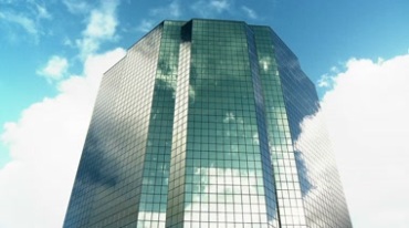 蓝天白云商业大楼高楼玻璃外立面反射视频素材