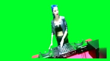 美女DJ打碟绿屏抠像特效（清晰度不高慎用）视频素材