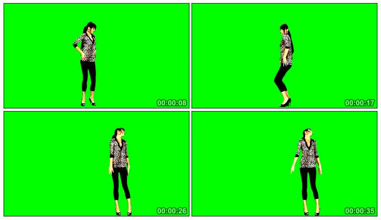 身材非常好的豹纹美女跳妖娆舞蹈独舞绿屏抠像特效视频素材