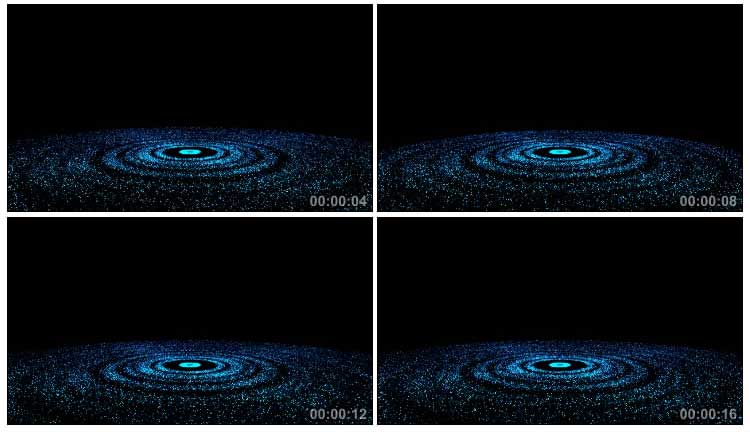 一束蓝光投射光圈同心圆粒子扩散外星魔幻特效视频素材