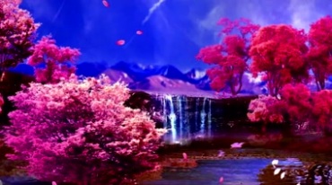唯美仙境红叶红树花瓣背景视频素材