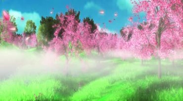 桃花林满树桃花梦幻仙境背景视频素材