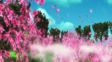 桃花林满树桃花梦幻仙境背景视频素材