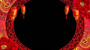 春节拜年祝福边框透明通道免抠像后期特效视频素材
