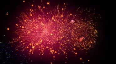 红色烟花绽放小蝌蚪火花粒子在空中乱窜后期特效视频素材
