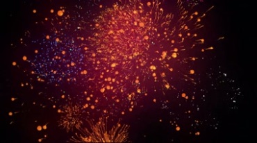 红色烟花绽放小蝌蚪火花粒子在空中乱窜后期特效视频素材