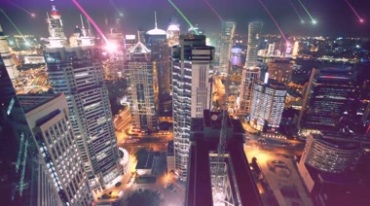 科技高速发展的大数据通信云上城市视频素材